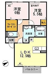 サン・ブランドール 2LDKの間取図画像