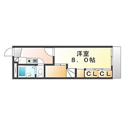 レオパレスバラの妖精 1Kの間取図画像