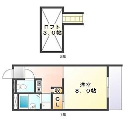 レオパレスニューシルバーレジデンスグレースフジ2 1Kの間取図画像