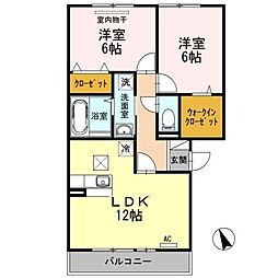 ルベール曙A 2LDKの間取図画像
