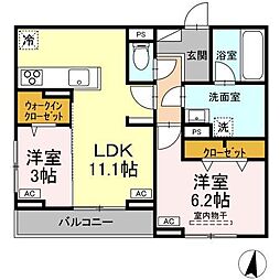 D-residence明治町東 2LDKの間取図画像
