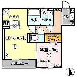 福山市川口町3丁目アパート 1LDKの間取図画像