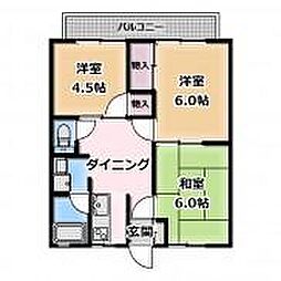 オリーブコート曙B 3DKの間取図画像