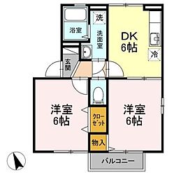カーサ・イル・ポルト 2DKの間取図画像