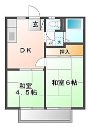 コーポラスサニーA 2DKの間取図画像