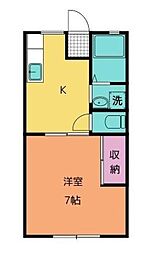サンハイツ川口B 1Kの間取図画像
