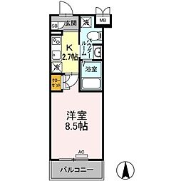ラ・ヴィ・アン・ローズ南本庄 1Kの間取図画像