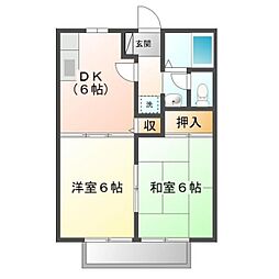 ビーラインアワネA 2DKの間取図画像