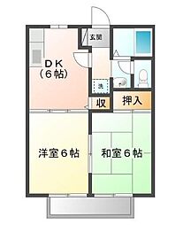 ビーラインアワネB 2DKの間取図画像