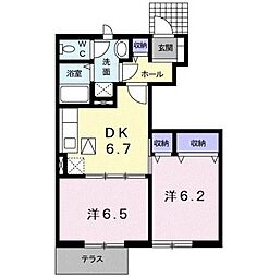 ヒルズ・クリシーヌメゾン 2DKの間取図画像