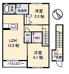 メゾン楽天A 2LDKの間取図画像