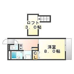 レオパレスマキシム 1Kの間取図画像