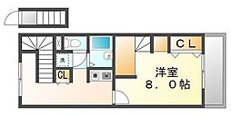 レオパレスルピナス2 1Kの間取図画像