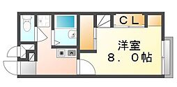 レオパレスサニープレイA 1Kの間取図画像