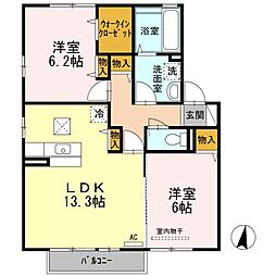 エスパース深津 2LDKの間取図画像