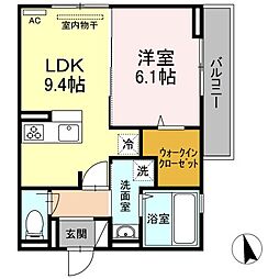 ラ・ナチュール曙 1LDKの間取図画像