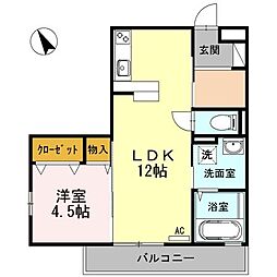 ローゼスポート港町B棟 1LDKの間取図画像