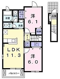 ブランシュプロスペレB 2LDKの間取図画像