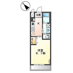 ブランドール 1Kの間取図画像