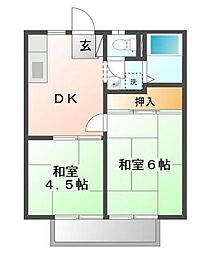 ファミール佐藤 2DKの間取図画像
