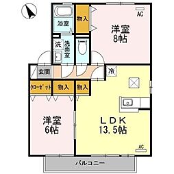 ソレーユガーデンA 2LDKの間取図画像