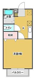 ブルーダイアモンドB 1Kの間取図画像