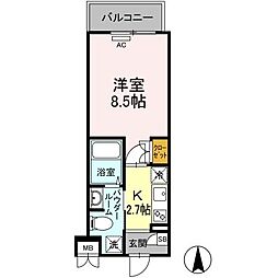 ラ・ヴィ・アン・ローズ南本庄 1Kの間取図画像