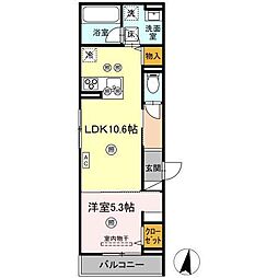リベルテ手城 1LDKの間取図画像