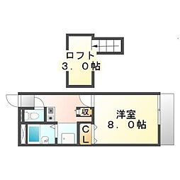 レオパレスラヴォラーレ 1Kの間取図画像