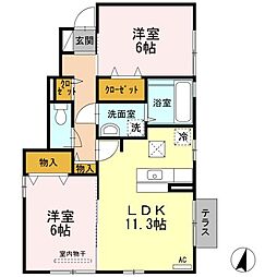 ラヴィアンローズA 2LDKの間取図画像