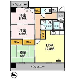 グリーンビュー西町 3LDKの間取図画像