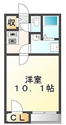 JR福塩線 道上駅 徒歩5分の賃貸アパート 1階1Kの間取り