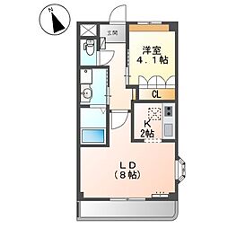 バス 曙町四丁目下車 徒歩3分の賃貸アパート 1階1LDKの間取り