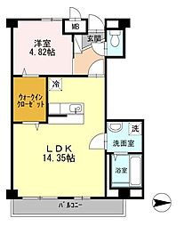 バンガーデン 2階1LDKの間取り