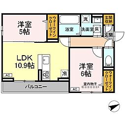 D-residence川口町B 2LDKの間取図画像