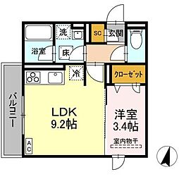 D-roomCIX 1LDKの間取図画像