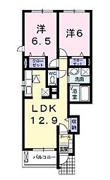 エヴァーグリーンA 2LDKの間取図画像
