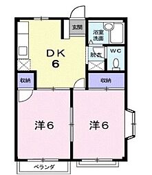 エルディムはせ 2DKの間取図画像