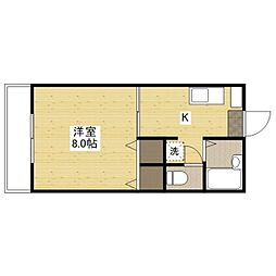 ローズガーデンD 1Kの間取図画像