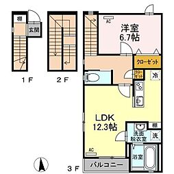 アルカディアC 1LDKの間取図画像