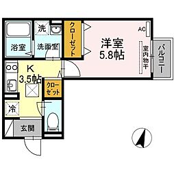 セジュール南町 1Kの間取図画像