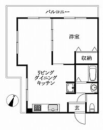 OSコーポ田無 1LDKの間取図画像