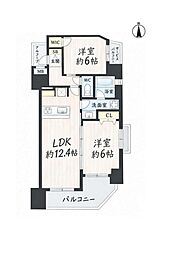 エステムプラザ大手前エヴァース 2LDKの間取図画像
