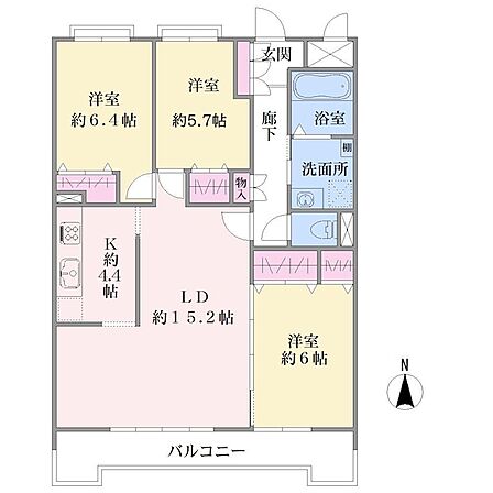 LDKは約19.6帖と広々、全居室収納あり