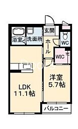 グランマスト高柳B 1LDKの間取図画像