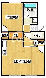 コーポベルフラワー 1LDKの間取図画像
