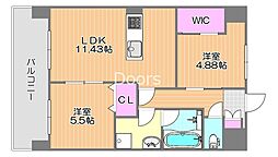 岡山市北区西島田町マンション 2LDKの間取図画像