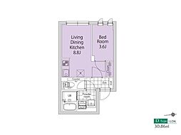 TASUKI杉並高井戸 2階1LDKの間取り