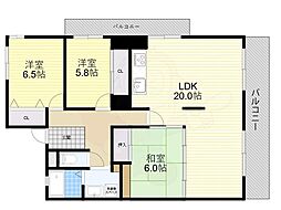 グリーンコスモ2号棟 3LDKの間取図画像