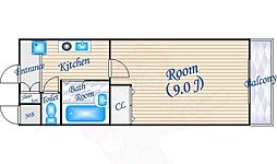 リヴェール千里 1Kの間取図画像